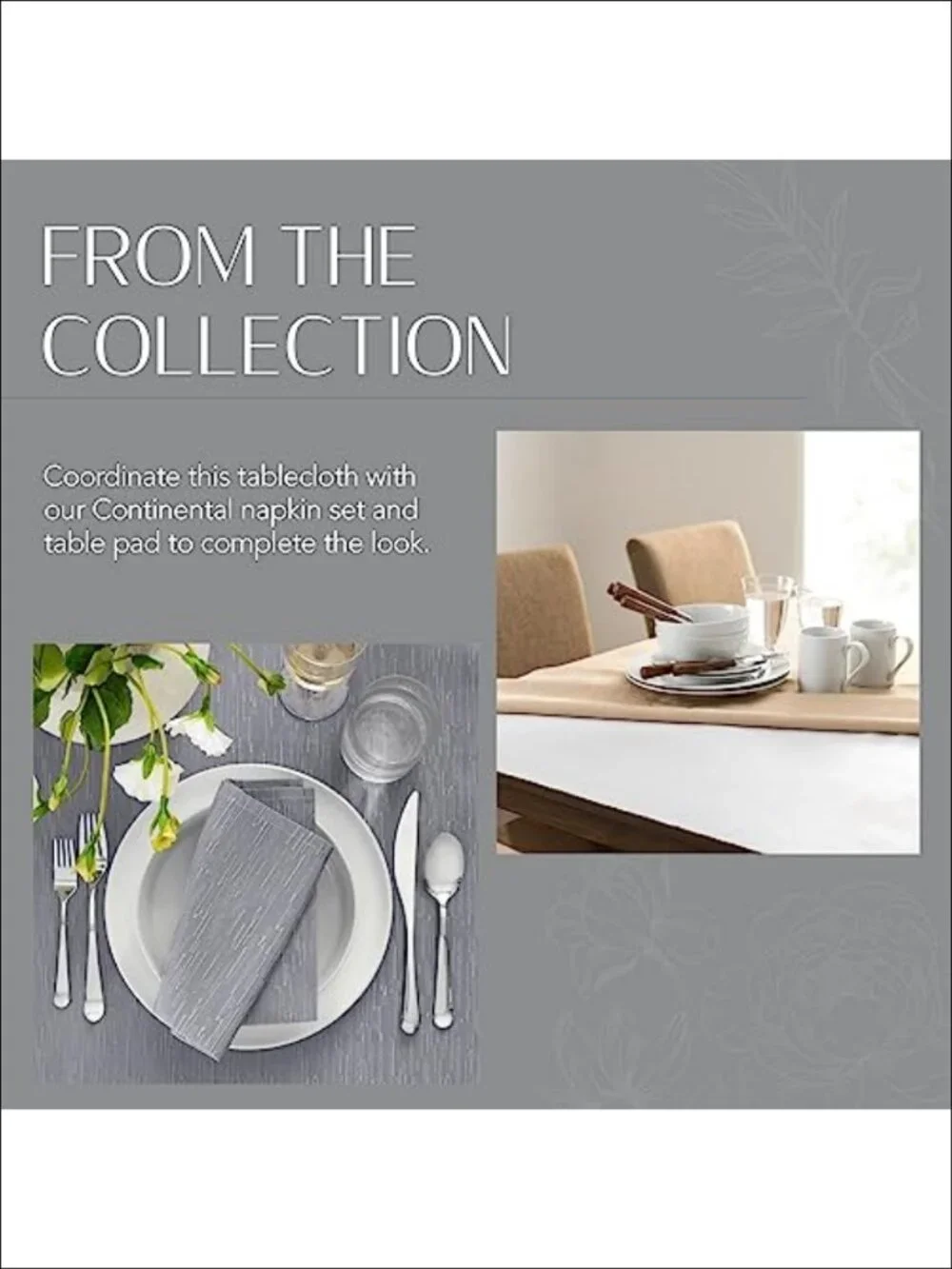 Water Resistant 100% Polyester Tablecloth 60x120 Slub Weave Dining
